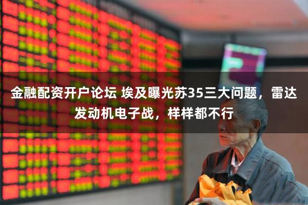 金融配资开户论坛 埃及曝光苏35三大问题，雷达发动机电子战，样样都不行